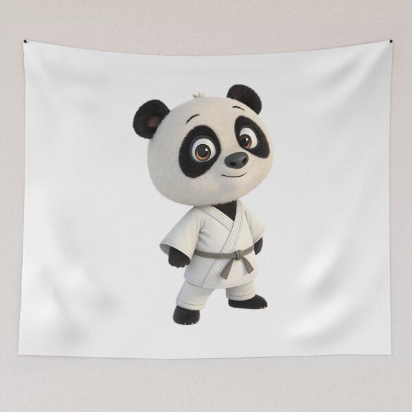 Item preview, cartoon taekwon-do panda mascot with black belt designed and sold by DuskTillDown.