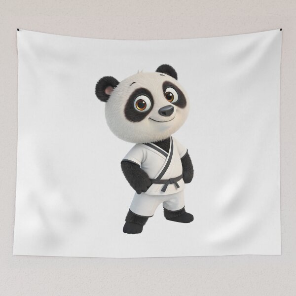 Item preview, cartoon taekwon-do panda mascot with black belt designed and sold by DuskTillDown.