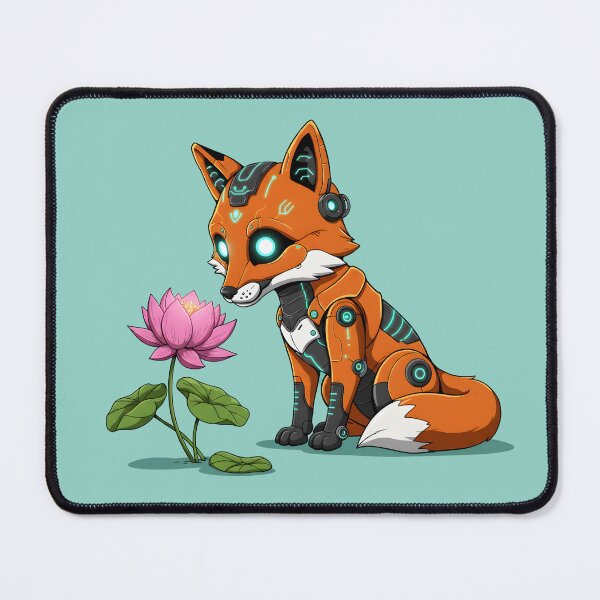 Item preview, Cyber Fox & Lotus | Futuristic Sci-Fi Animal Art designed and sold by SeGoArtDesign.