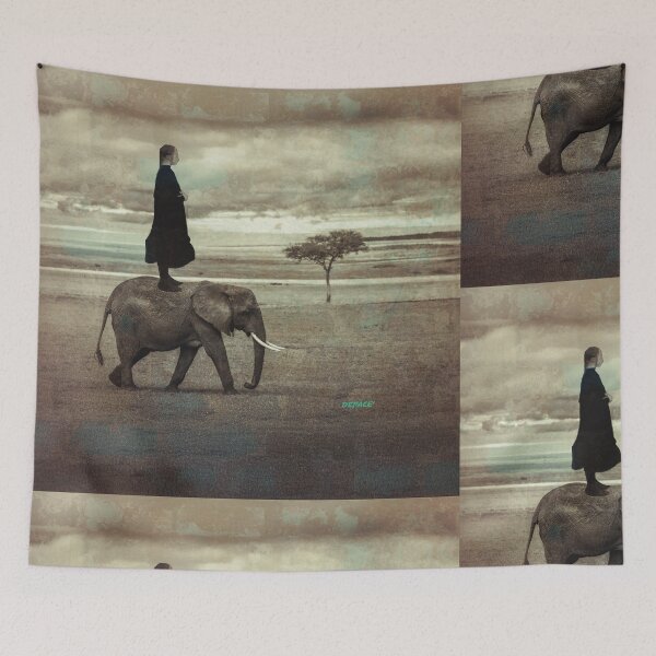 Item preview, Young Girl Standing on an Elephant’s Back – 1908 Vintage Print - dePace' designed and sold by mrpropcake.