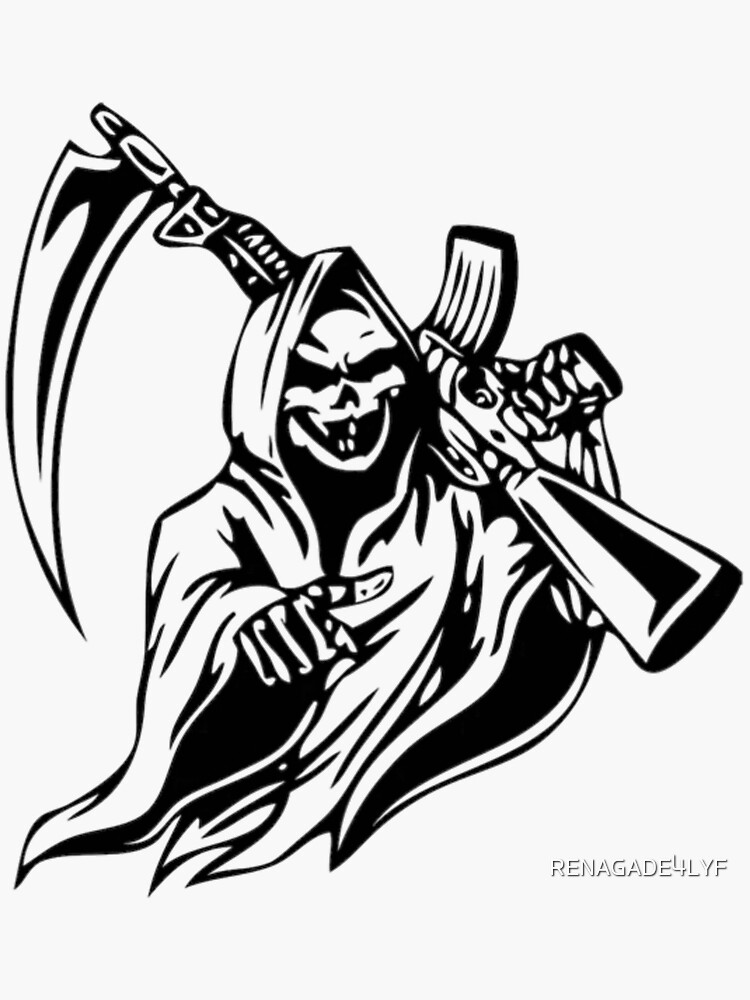 Imagen 3 de 3, Pegatina con la obra Segador de la muerte - Guadaña M4, diseñada y vendida por RENAGADE4LYF.