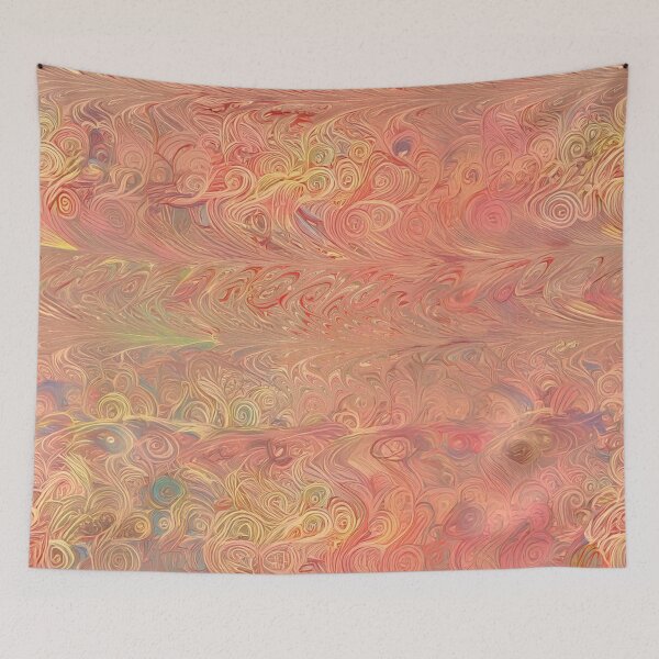 Aperçu de l'œuvre Peigne large rose crème dessiné avec un motif marbré French Curl créée et vendue par 2ndBloom.