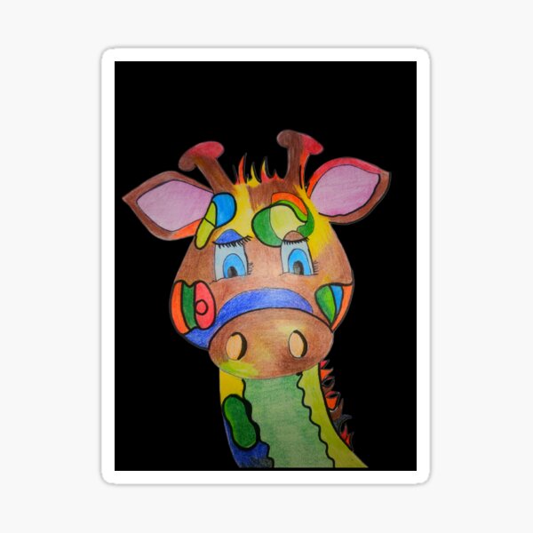 Item preview, A cute colourful giraffe. Head in the clouds. My drawing designed and sold by Hilary11.