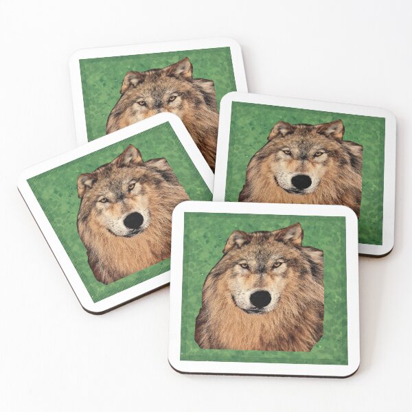 Item preview, Wolf Face - Green Background designed and sold by PVTCreations.