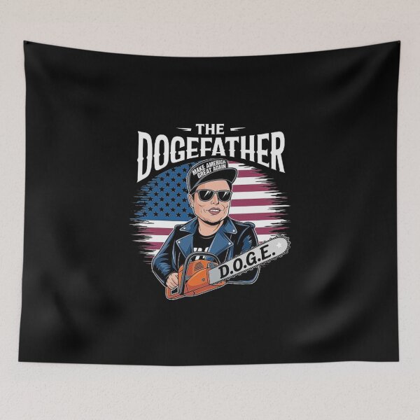 Item preview, The Dogefather Meme - Funny Elon Musk Parody with American Flag designed and sold by love3617.