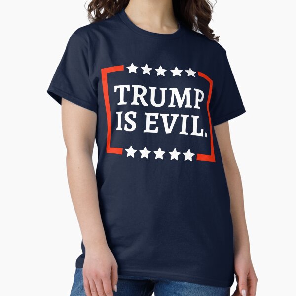 Vista previa del artículo con la obra «Trump es malvado», diseñado y vendido por Rachel the Artist .