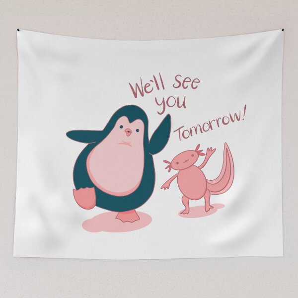 Item preview, Axolotl and Penguin Friend (Rose Tint) designed and sold by makell-creates.