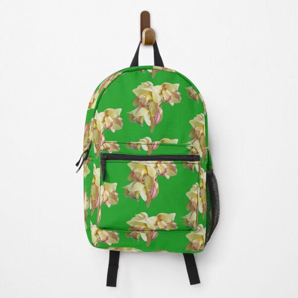 Item preview, yellow cymbidium orchid green grid designed and sold by Lizzilzil.