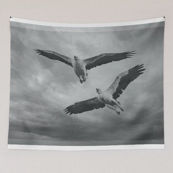 Item preview, Australian Native Birds - White-bellied Sea-Eagles black and white watercolour designed and sold by Ozjanette90.