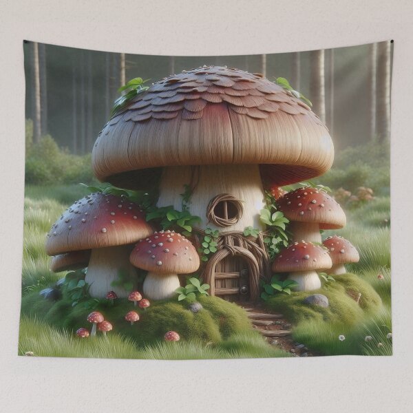 Item preview, Mushroom House in Magical Forest Bayou Fantasy Fairy Tale of Mystical Gnomes Elves   designed and sold by TheTimeTaxi.