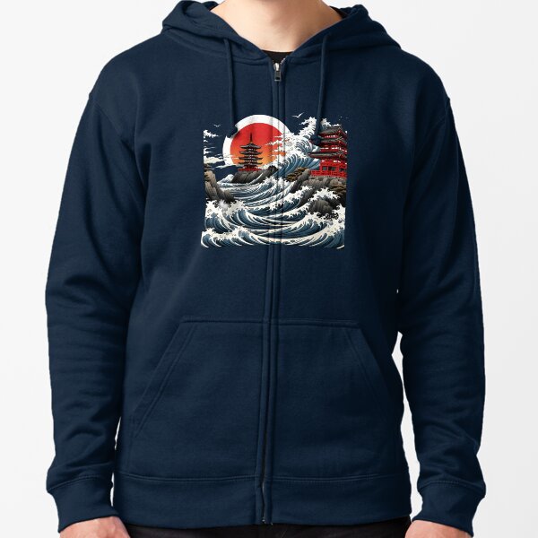 Item preview, Temple Wave Art - Ukiyo-e Japanese Sunset Design designed and sold by MysticWaveArt.