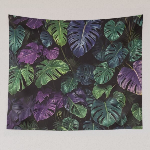 Item preview, Monstera with Shades of Purple - Aesthetic Tropical Plants Foliage - Greenery - Fresh Dense Plants - Vegetation After Rain designed and sold by MyArt23.