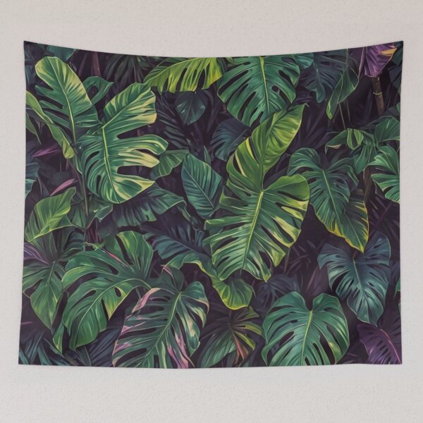 Item preview, Monstera with Shades of Purple - Aesthetic Tropical Plants Foliage - Greenery - Fresh Dense Plants - Vegetation After Rain designed and sold by MyArt23.