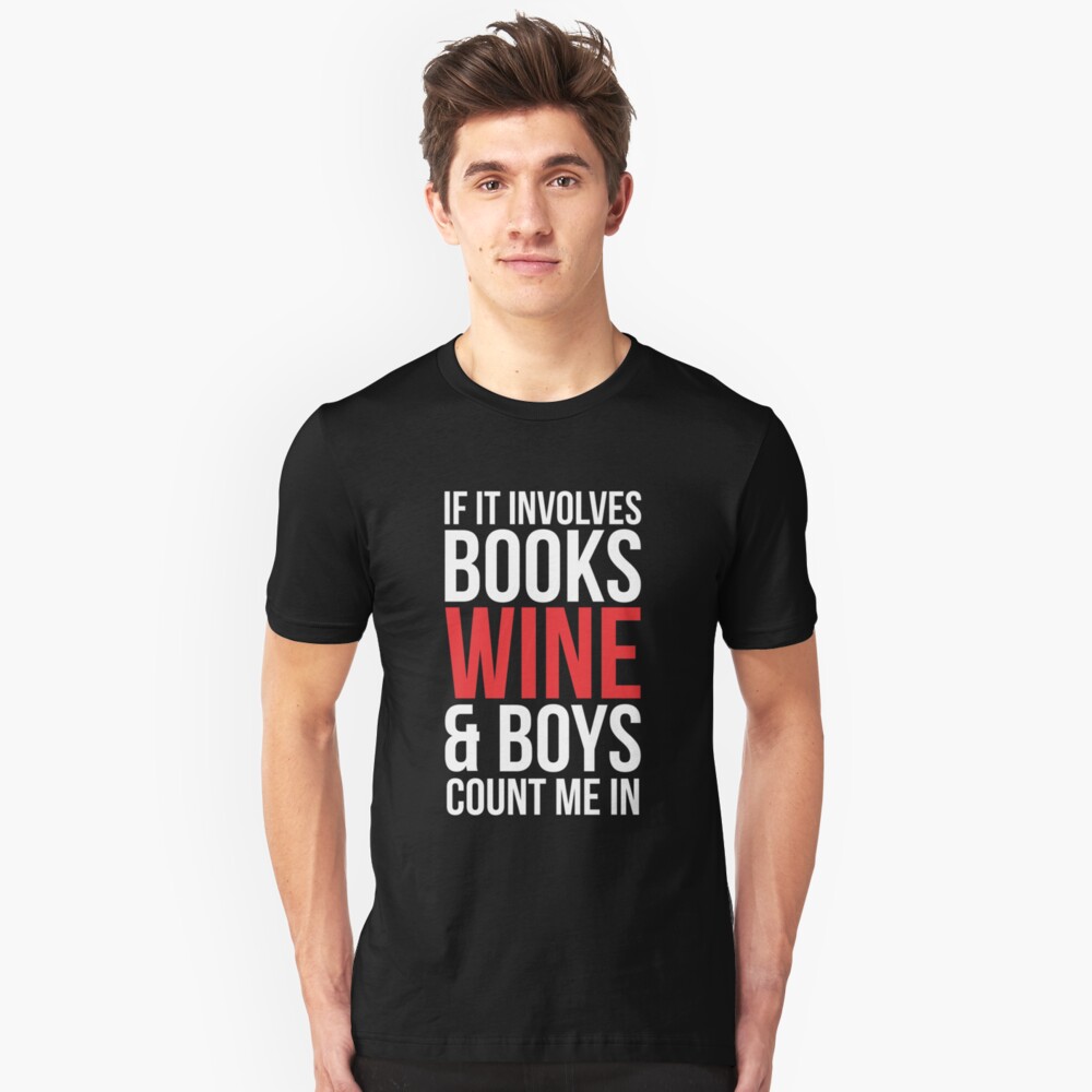 Books Wine & Boys T-shirt Slim Fit T-Shirt