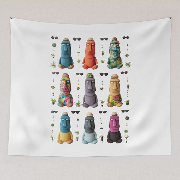Item preview, Colorful Moai Statue Art, Funny Moai Print, designed and sold by Kina-design.