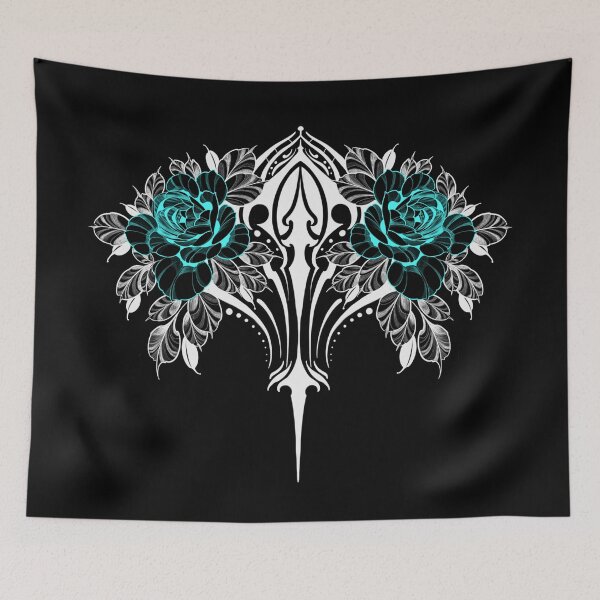 Item preview, Blue flowers and white tribal designed and sold by 7Delamancha.