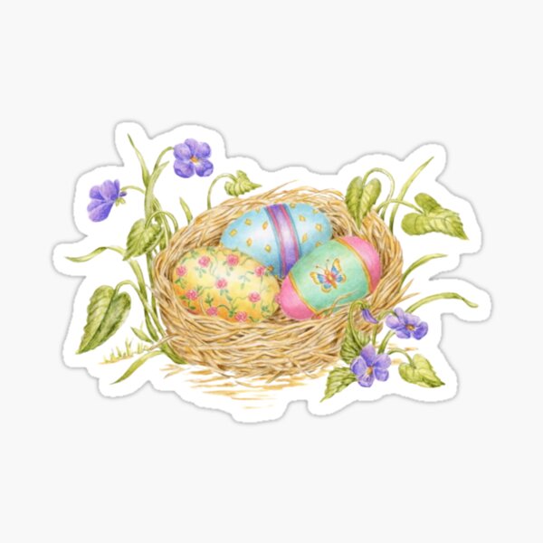 Painted Easter Eggs in Nest Sticker