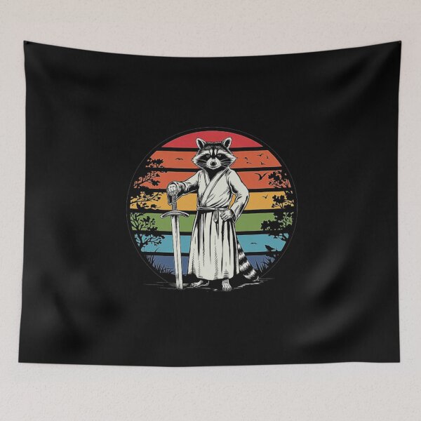 Item preview, Retro Samurai Raccoon Warrior – Vintage Sunset Aesthetic designed and sold by love3617.