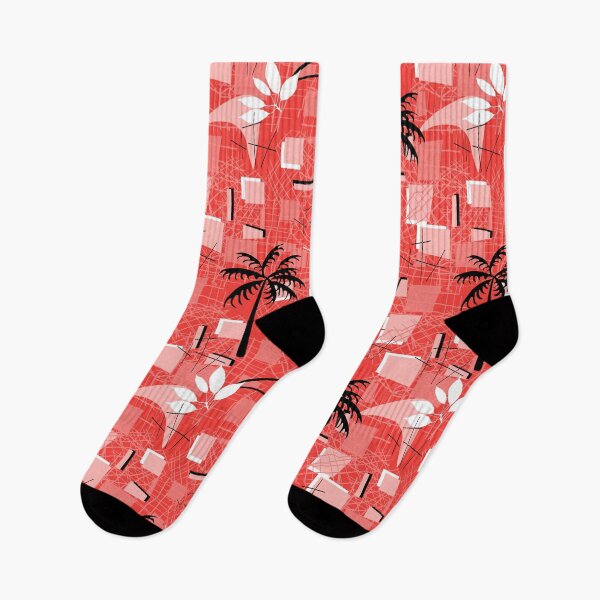Item preview, Palm Trees Retro 60s Shapes in Coral Orange Repeat  designed and sold by Sharon Schwalbe.