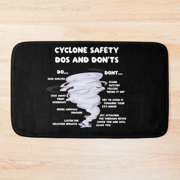 Item preview, Cyclone dos and don'ts - funny cyclone survival tips (on dark colors) designed and sold by messy-nessie.
