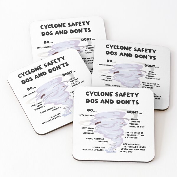 Item preview, Cyclone dos and don'ts - funny cyclone survival tips (on light colors) designed and sold by messy-nessie.