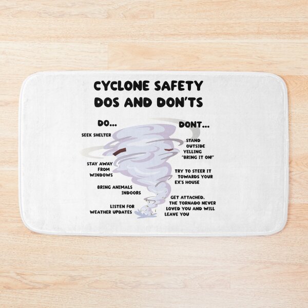 Item preview, Cyclone dos and don'ts - funny cyclone survival tips (on light colors) designed and sold by messy-nessie.