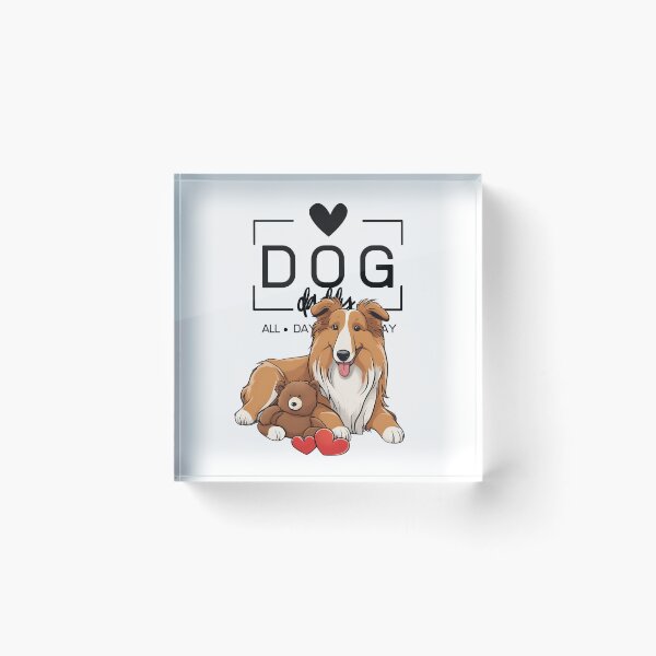 Item preview,  Adorable Rough Collie with a Plush Teddy Bear – Cartoon Illustration designed and sold by GoodyPaws.