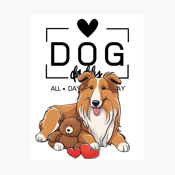 Item preview,  Adorable Rough Collie with a Plush Teddy Bear – Cartoon Illustration designed and sold by GoodyPaws.
