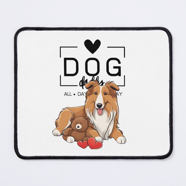 Item preview, Adorable Rough Collie with a Plush Teddy Bear – Cartoon Illustration designed and sold by GoodyPaws.