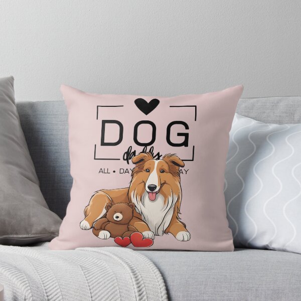 Item preview,  Adorable Rough Collie with a Plush Teddy Bear – Cartoon Illustration designed and sold by GoodyPaws.