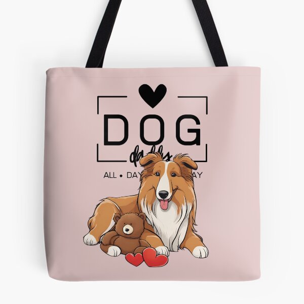 Item preview,  Adorable Rough Collie with a Plush Teddy Bear – Cartoon Illustration designed and sold by GoodyPaws.