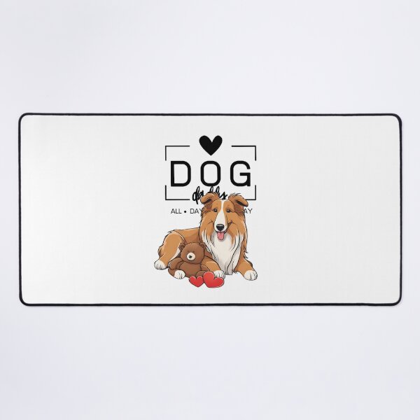 Item preview, Adorable Rough Collie with a Plush Teddy Bear – Cartoon Illustration designed and sold by GoodyPaws.