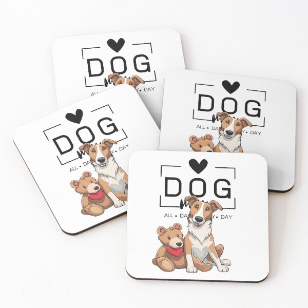Item preview, Adorable Smooth Collie with a Plush Teddy Bear – Cartoon Illustration designed and sold by GoodyPaws.