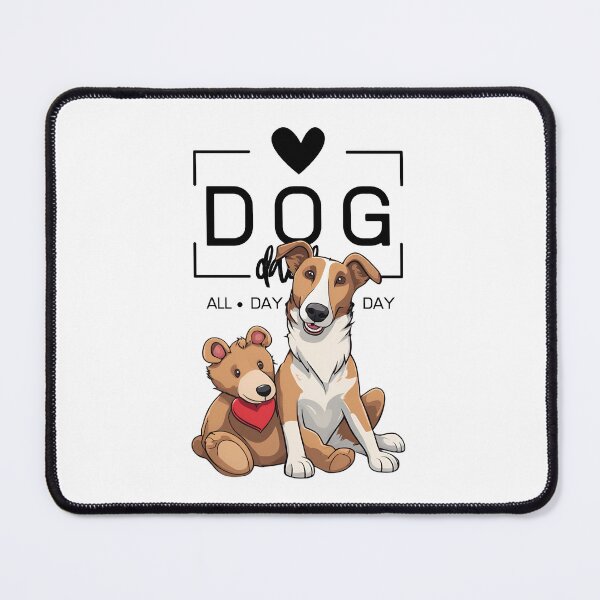 Item preview, Adorable Smooth Collie with a Plush Teddy Bear – Cartoon Illustration designed and sold by GoodyPaws.