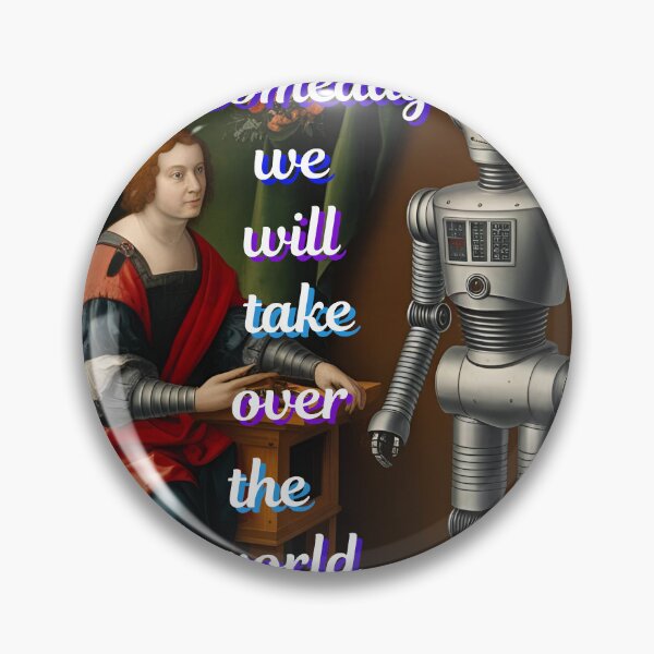 Item preview, robots take over rhe world, "someday we will take over the world". designed and sold by The Far Far North.