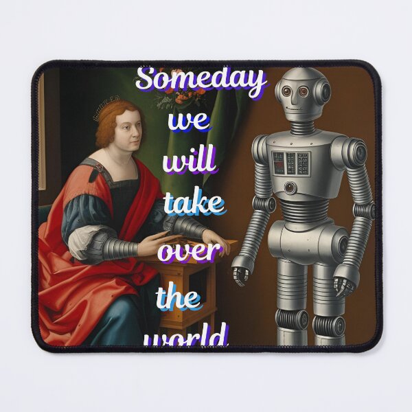 Item preview, robots take over rhe world, "someday we will take over the world". designed and sold by The Far Far North.