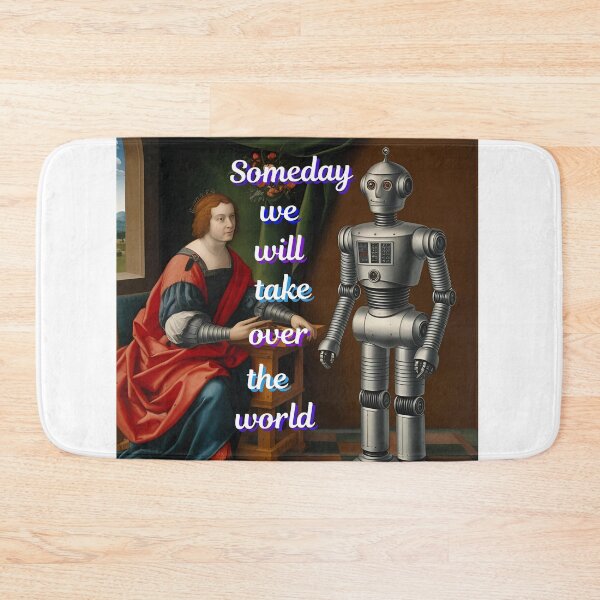 Item preview, robots take over rhe world, "someday we will take over the world". designed and sold by The Far Far North.