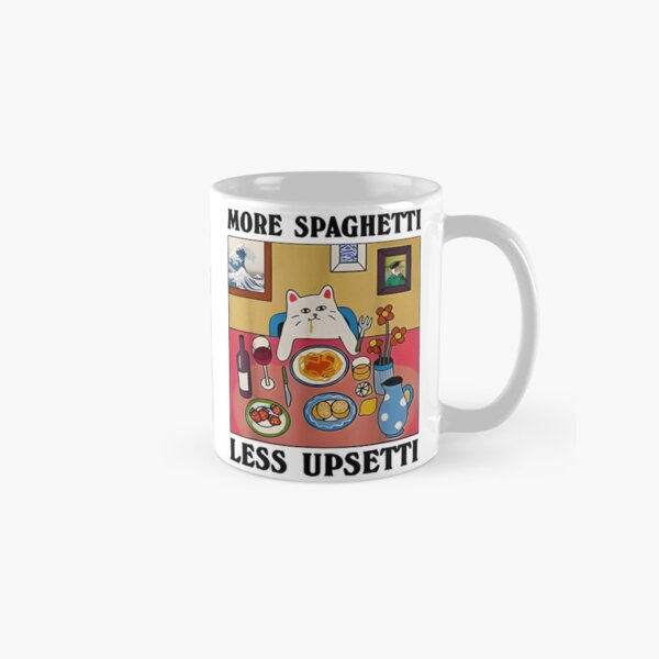 Aperçu de l'œuvre T-shirt avec citation drôle de chat « Plus de spaghettis, moins de colère » – T-shirt « Plus de spaghettis, moins de colère » créée et vendue par MangaMannia.