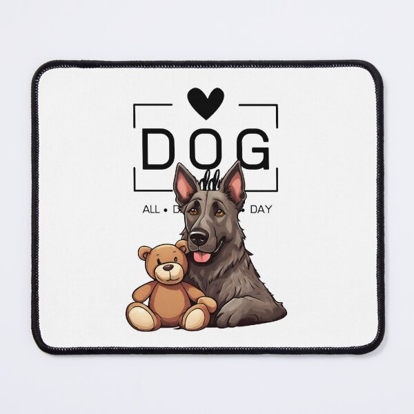 Item preview, Adorable Dutch Shepherd with a Plush Teddy Bear – Cartoon Illustration designed and sold by GoodyPaws.