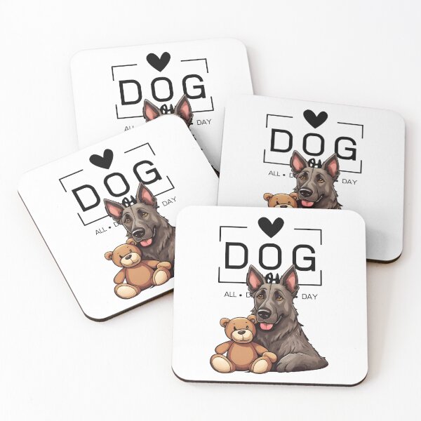 Item preview, Adorable Dutch Shepherd with a Plush Teddy Bear – Cartoon Illustration designed and sold by GoodyPaws.