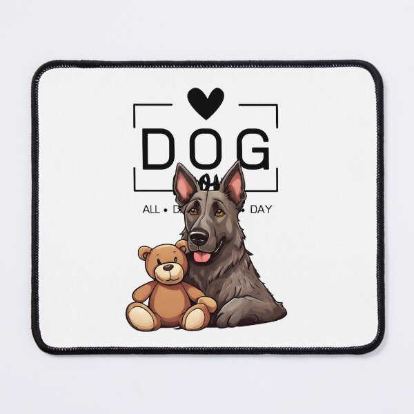 Item preview, Adorable Dutch Shepherd with a Plush Teddy Bear – Cartoon Illustration designed and sold by GoodyPaws.