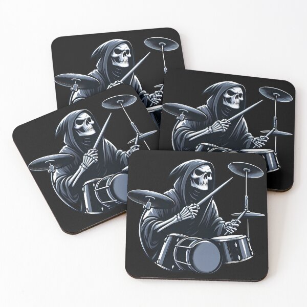 Item preview, Grim Reaper Drummer designed and sold by Funny Vintage Stickers And T-Shirts.