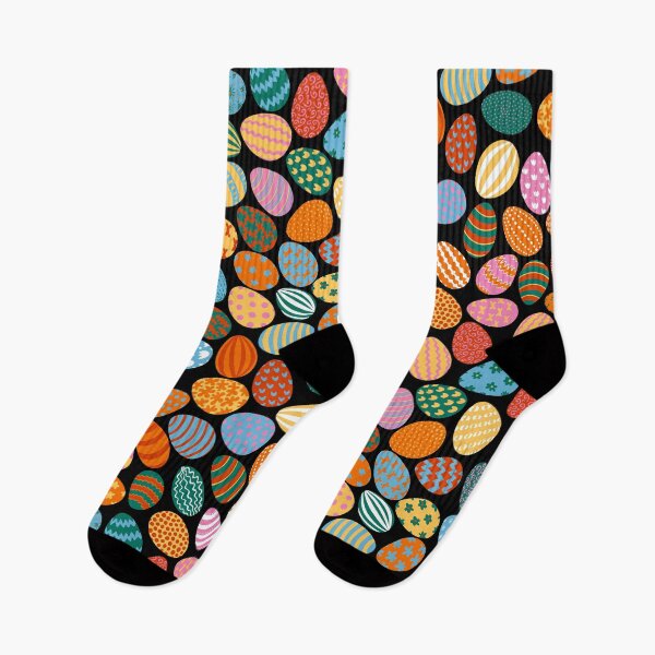 Item preview, Cheerful playful colorful Easter eggs on black designed and sold by colorofmagic.