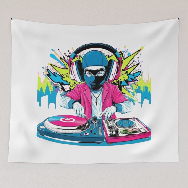 Item preview, The Masked DJ: Urban Beats and Neon Vibes designed and sold by artistmagicshop.