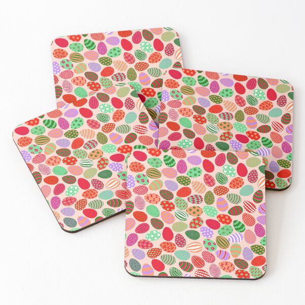 Item preview, Cheerful playful colorful Easter eggs on pink designed and sold by colorofmagic.
