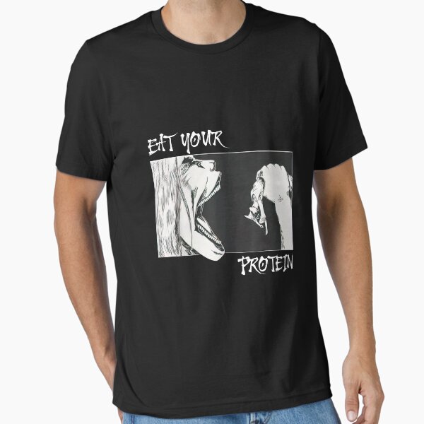 Item preview, Eat Your Protein Funny Fitness Gym Attack On Titan designed and sold by Pod-Adobi.