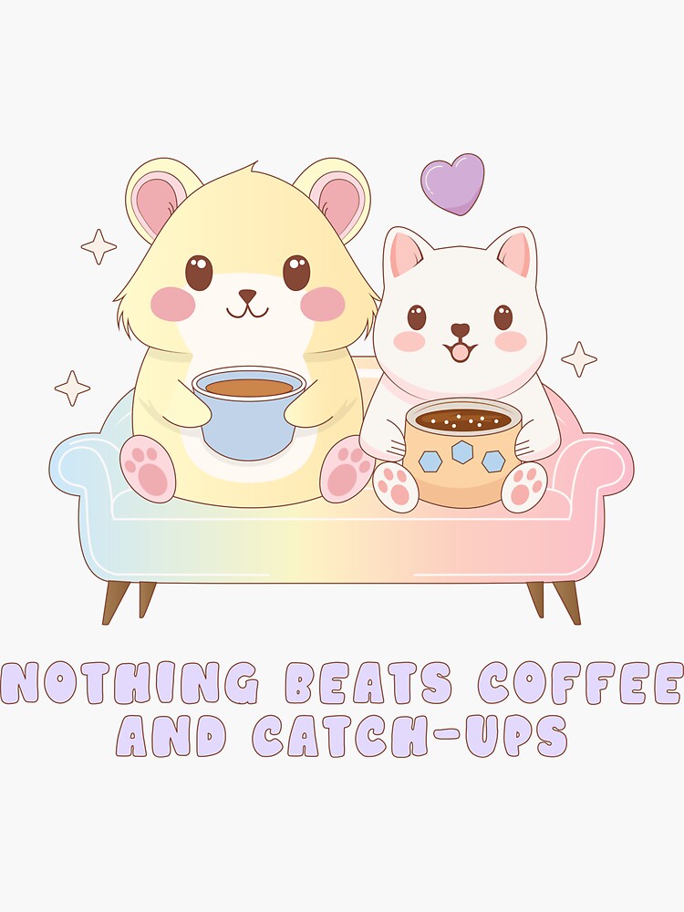 Thumbnail 3 of 3, Sticker, Cute Coffee and Catch-Ups designed and sold by JOliverDesigns.