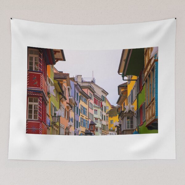 Item preview, City Street with Colorful House in Zurich designed and sold by Mats Silvan.