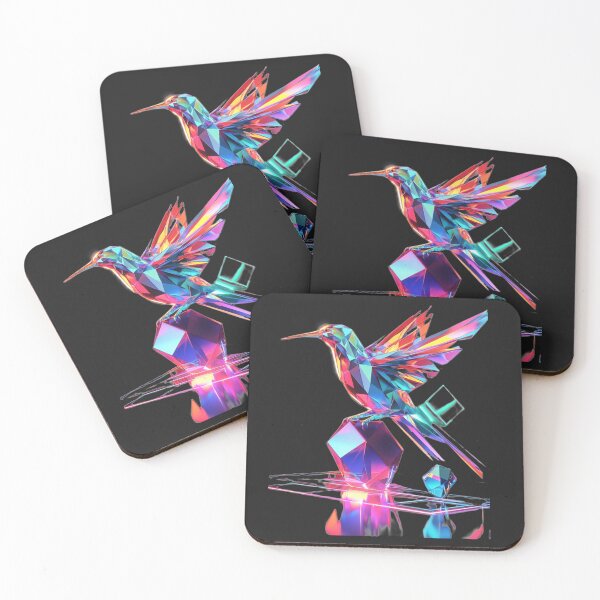 Item preview, Crystal Hummingbird - Neon Fantasy, Futuristic Sticker. designed and sold by Zentuary.