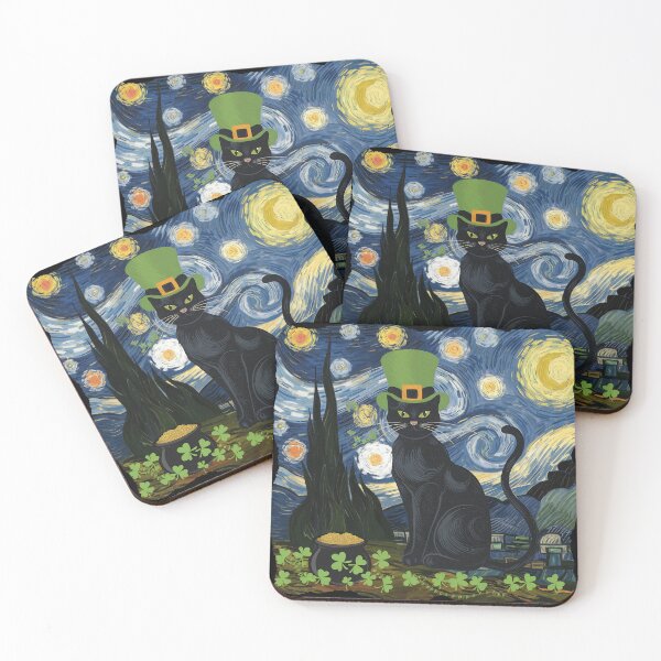 Item preview, Cat Starry Night St Patricks Day Van Gogh Shirt designed and sold by The Art of Kkatarynka.